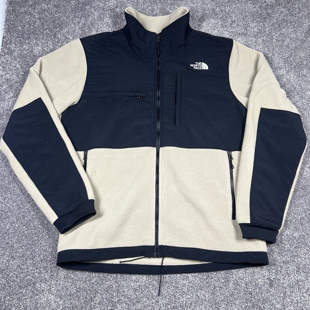 The North Face Denali Fleece Jacket Polartec Beige Black Polartec Full Zip Men M